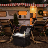 Outsunny 50L Car Refrigerator, Portable Compressor Cooler Box, Fridge Freezer w/ Inner LED Light, Foldable Handles, Cup Holders, 12/24V DC and 110-240V AC for Campervan RV Boat Travel Down to -20