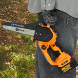 Outsunny 8 Inch Electric Chainsaw, Cordless Chain Saw with Brushless Motor, 2 4.0Ah Batteries and Safety Lock, Handheld Portable Wood Pruning Saw for Trimming Cutting, Orange