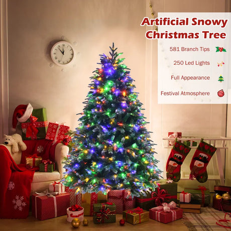 5/6 Feet Artificial Christmas Tree with LED Lights and Tips-5 ft