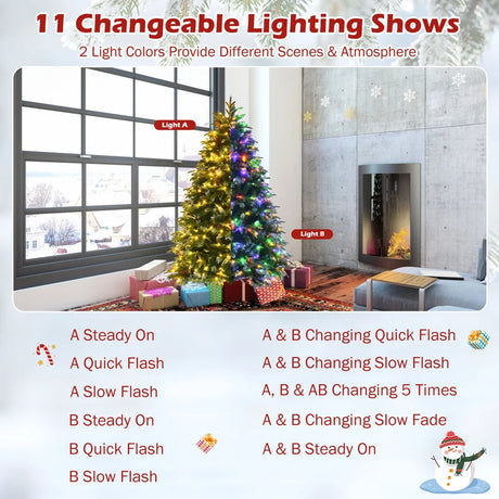 5/6 Feet Artificial Christmas Tree with LED Lights and Tips-5 ft
