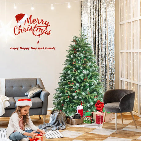 5/6 Feet Artificial Christmas Tree with LED Lights and Tips-5 ft