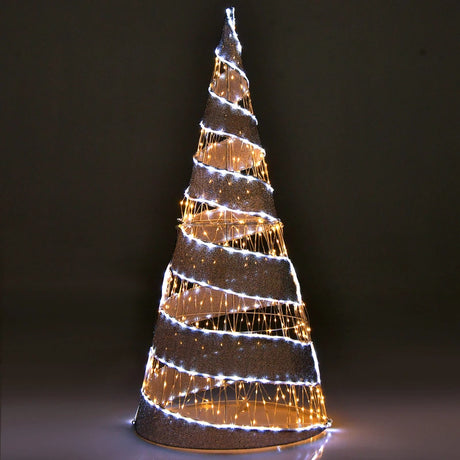 5FT Pre-lit Christmas Cone Tree with Warm White and White LED Lights