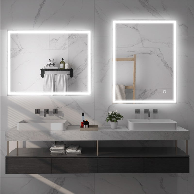 HOMCOM 90 x 70cm LED Bathroom Mirror with Lights, Dimmable Makeup Mirror, Vanity Mirror with 3 Colour, Smart Touch, Anti-Fog