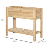 Outsunny Wooden Raised Plant Stand Outdoor Flower Bed Box with Clapboard 100 x 40 x 84cm