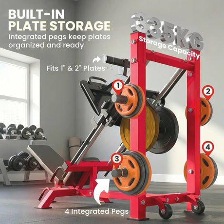 SPORTNOW Leg Press Machine with Wheels and Calf Block, Adjustable Squat Machine for Home Gym, 455KG Capacity