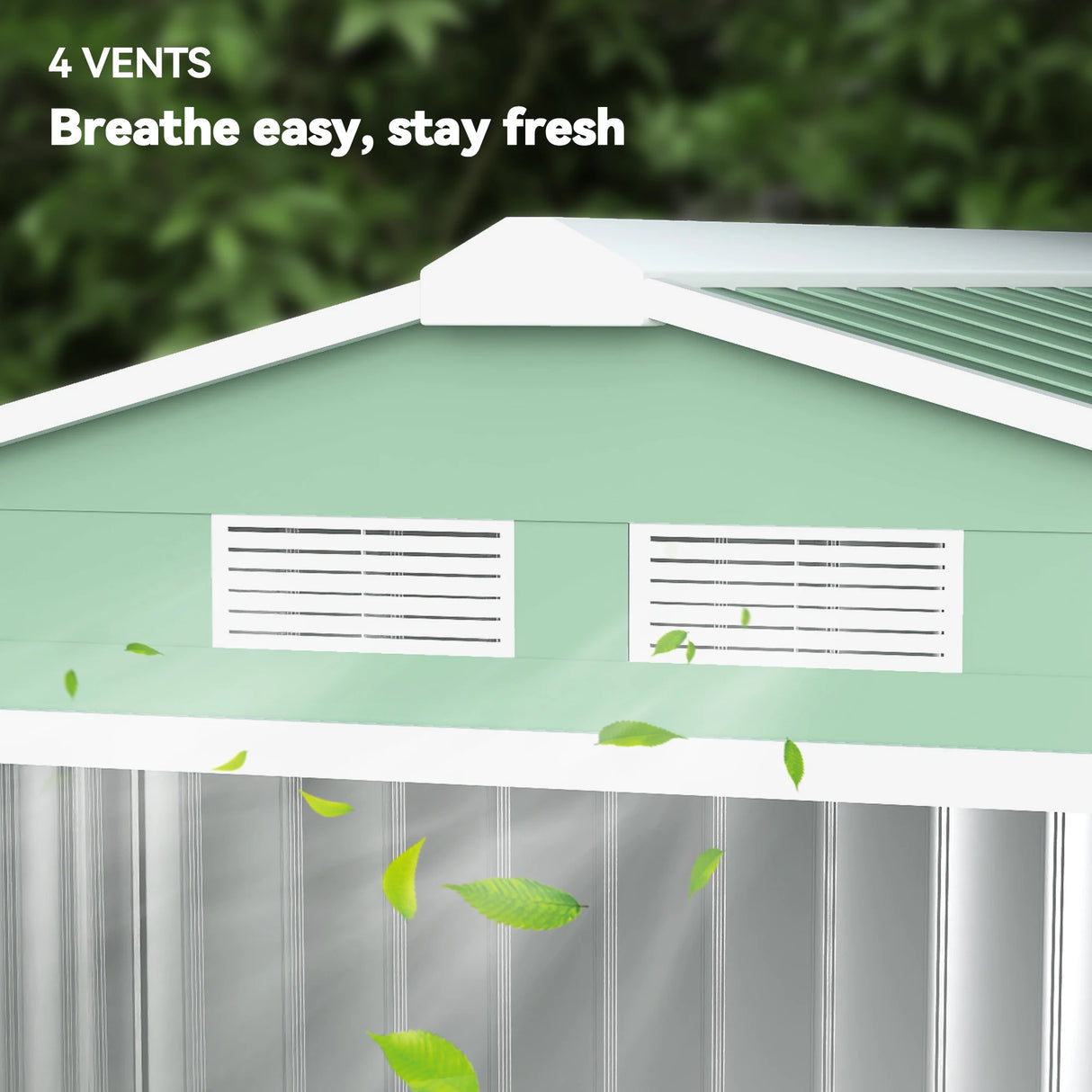 Outsunny 7 x 4ft Metal Garden Shed, Outdoor Storage Tool House with Ventilation Slots, Foundation Kit and Lockable Double Doors, Light Green