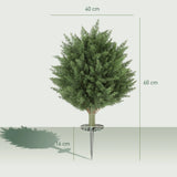 HOMCOM 60 cm Artificial Cypress Tree with Ground Stake, Set of 2 Artificial Plants for Indoor & Outdoor, UV Resistant, Green