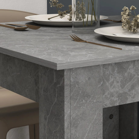 HOMCOM Square Dining Table, Modern Small Dining Table with Faux Cement Effect, Space Saving, Non-slip Foot Pads, Cement Grey