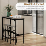 HOMCOM 3 Piece Bar Table Set with 2 Stools, Industrial Bar Table and Stool Set, Dining Table and Chair Set, Grey