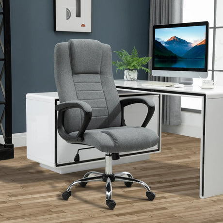 Vinsetto Linen-Look Swivel Office Chair - Dark Grey