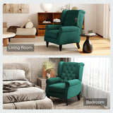 HOMCOM Wingback Accent Chair, Retro Upholstered Button Tufted Occasional Chair for Living Room and Bedroom, Dark Green