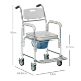 HOMCOM 3-in-1 Shower Commode Wheelchair, with Wheels - Grey