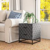 HOMCOM Bedside Tables Set of 2, Modern Bedside Table Nightstand with 2 Drawers, Bedside Cabinet Sofa Side Table with Storage, Steel Legs for Bedroom, Living Room, Grey