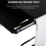 HOMCOM Computer Desk with Sliding Keyboard Tray, Storage Drawers and Host Box Shelf, Home Office Desk, Study Workstation, 100 x 52 x 75cm, Black