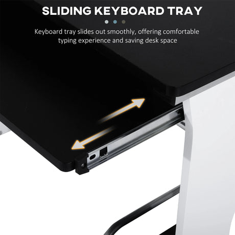 HOMCOM Computer Desk with Sliding Keyboard Tray, Storage Drawers and Host Box Shelf, Home Office Desk, Study Workstation, 100 x 52 x 75cm, Black