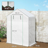 Outsunny 143 x 74cm Walk-In Greenhouse, with Shelves - White