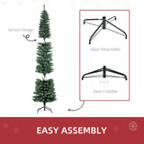 HOMCOM 7.5FT Artificial Snow Dipped Christmas Tree Xmas Pencil Tree Holiday Home Indoor Decoration with Foldable Black Stand, Green