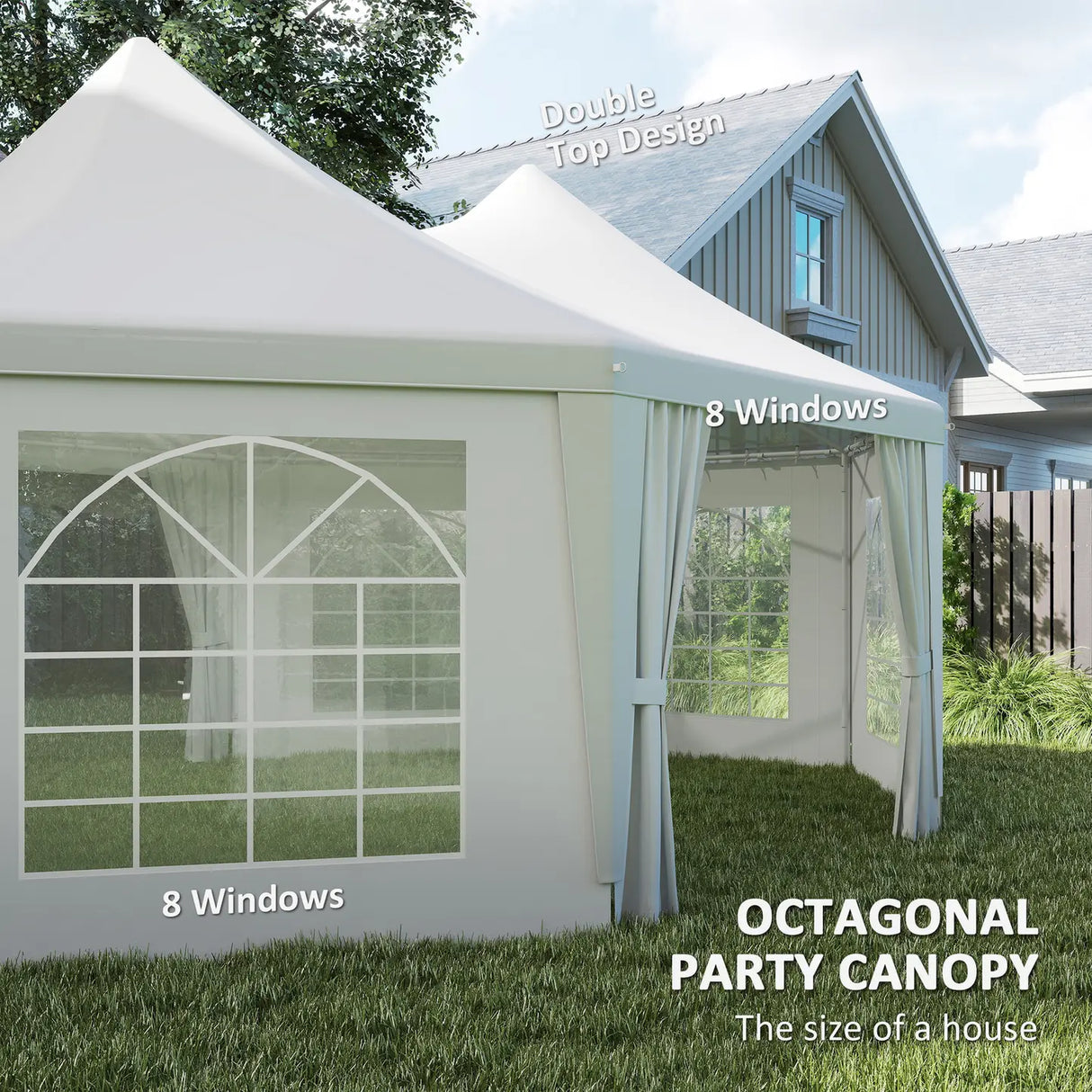 Outsunny 6.8 x 5m Octagonal Marquee Gazebo - White