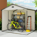 Outsunny 7.9ft x 6.2ft Aluminium Frame and Plastic Wall Shed, with Foundation - Cream White