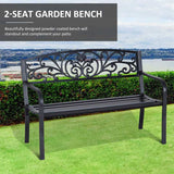 Outsunny 2-Seater Garden Bench, Steel-Black