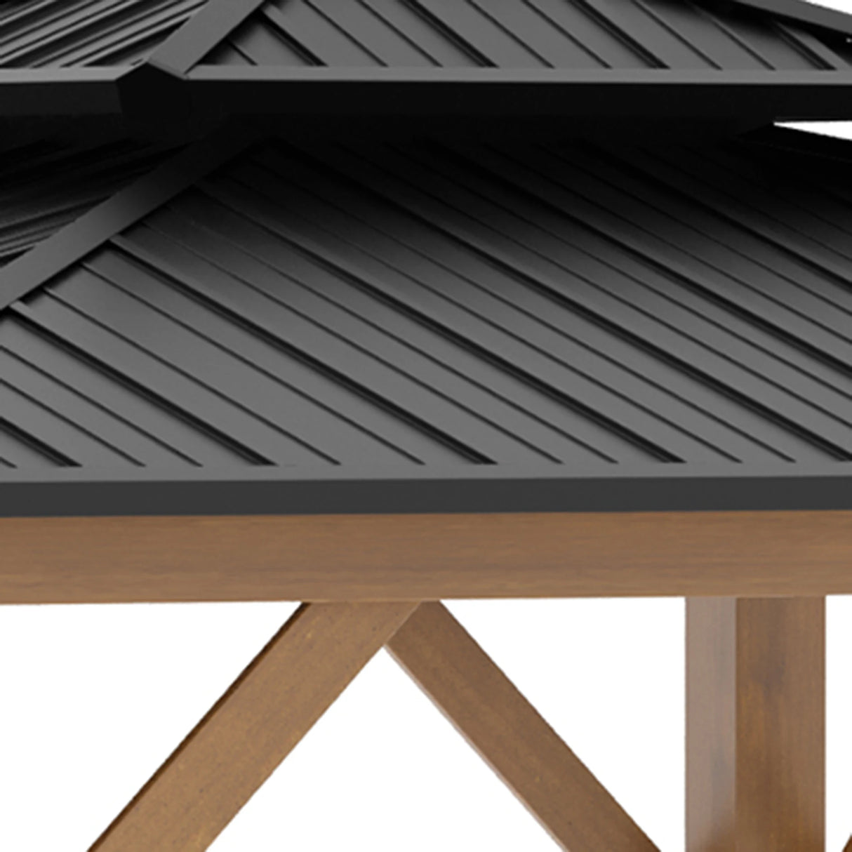 Outsunny 3.5 x 3.5m Outdoor Hardtop Gazebo Canopy with Two-tier Metal Roof and Solid Wood Frame Outdoor Patio Shelter for Patio, Garden, Black