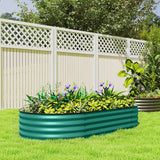 Outsunny Galvanised Raised Garden Bed, Metal Planter Box with Safety Edging, for Flowers, Herbs, Succulents, Light Green