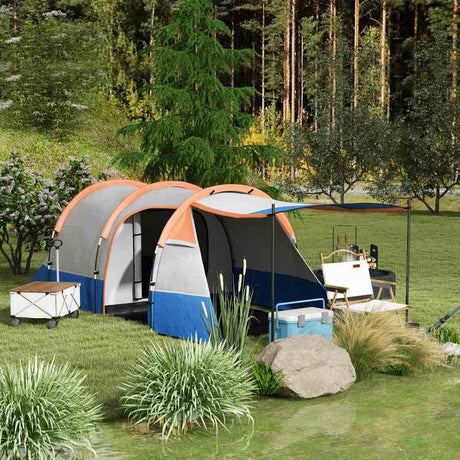 Outsunny Camping Tent, Large Tunnel Tent with Bedroom and Living Area, 2000mm Waterproof, Portable with Bag for 2-3 Man, Orange