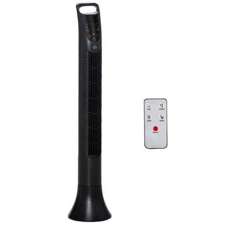 HOMCOM 36'' Freestanding Tower Fan, 3 Speed 3 Mode, 7.5h Timer, 70 Degree Oscillation, LED Panel, 5M Remote Controller, Black