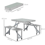 Outsunny Folding Picnic Table with 4 Seats and Umbrella Hole - Grey