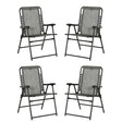 Outsunny  Pieces Patio Folding Chair Set, Outdoor Portable Loungers for Camping Pool Beach Deck, Lawn Chairs with Armrest Steel Frame, Mixed Grey