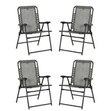 Outsunny  Pieces Patio Folding Chair Set, Outdoor Portable Loungers for Camping Pool Beach Deck, Lawn Chairs with Armrest Steel Frame, Mixed Grey