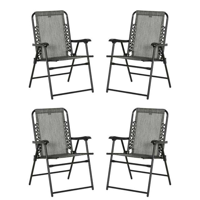 Outsunny  Pieces Patio Folding Chair Set, Outdoor Portable Loungers for Camping Pool Beach Deck, Lawn Chairs with Armrest Steel Frame, Mixed Grey