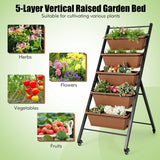 5-Tier Vertical Raised Garden Bed with Wheels and Container Boxes