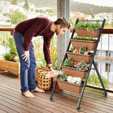 5-Tier Vertical Raised Garden Bed with Wheels and Container Boxes
