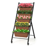 5-Tier Vertical Raised Garden Bed with Wheels and Container Boxes