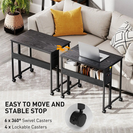 HOMCOM 80 cm Drop Leaf Writing Work Desk - Black