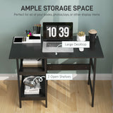 HOMCOM Compact Computer Desk with Storage Shelves, Study Table with Bookshelf, PC Table Workstation for Home Office, Study, Easy Assembly, 106 x 51cm, Black