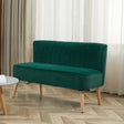 HOMCOM Modern Velvet Double Seat Sofa w/ Wood Frame Foam Padding High Back Soft Comfortable Compact Couch Green