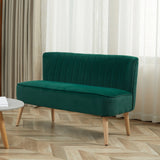 HOMCOM Modern Velvet Double Seat Sofa w/ Wood Frame Foam Padding High Back Soft Comfortable Compact Couch Green