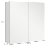 kleankin Bathroom Mirror Cabinet, Wall Mounted Bathroom Storage Cupboard with Adjustable Shelf, 60W x 15D x 60Hcm, High Gloss White