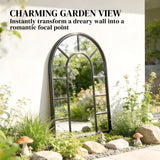 Outsunny Arched Mirror, Shatterproof Acrylic Windowpane Wall Mounted Mirror with Robust Metal Frame, 71 x 51 cm, Black