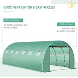 Outsunny 6 x 3 x 2m Greenhouse Replacement Cover ONLY Winter Garden Plant PE Cover for Tunnel Walk-in Greenhouse with Roll-up Windows Door Outdoor, Green