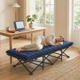 Outsunny Camping Cot with Soft Pad, 80cm Extra Wide Folding Cots with Side Pocket and Carry Bag, Blue