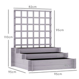 Outsunny 3 Tier Garden Planters with Trellis for Vine Climbing, Wooden Raised Beds, 95x95x110cm, Grey