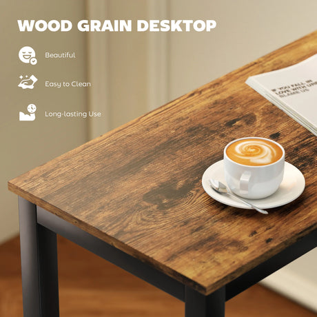 HOMCOM Rectangular Bar Table, Wood Effect Pub Coffee Table for Small Space, Breakfast Dining, Kitchen, Industrial, Rustic Brown