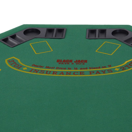 HOMCOM 8 Player Folding Games Poker Table with Chip Cup Holder Steel Base Felt Top Octagon Blackjack Green