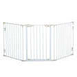 PawHut Pet Safety Gate, 3 Panels Playpen Fireplace, Metal Fence, Stair Barrier, Room Divider w/ Walk-Through Door - White