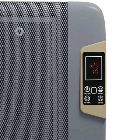 HOMCOM Mica Electric Space Heater, Portable Heater for Home with 2 Heat Settings, Living Room, Study, Garage, Adjustable Temperature 18-30C, 1000W/2000W, Grey