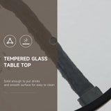 Outsunny 3 Piece Outdoor Bistro Set, Patio Conversation Furniture Set with 2 Folding Backrest Adjustable Armchairs and Glass Top Coffee Table, Brown