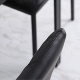 HOMCOM Modern Dining Chairs Upholstered Faux Leather Accent Chairs with Metal Legs for Kitchen, Set of 4, Black